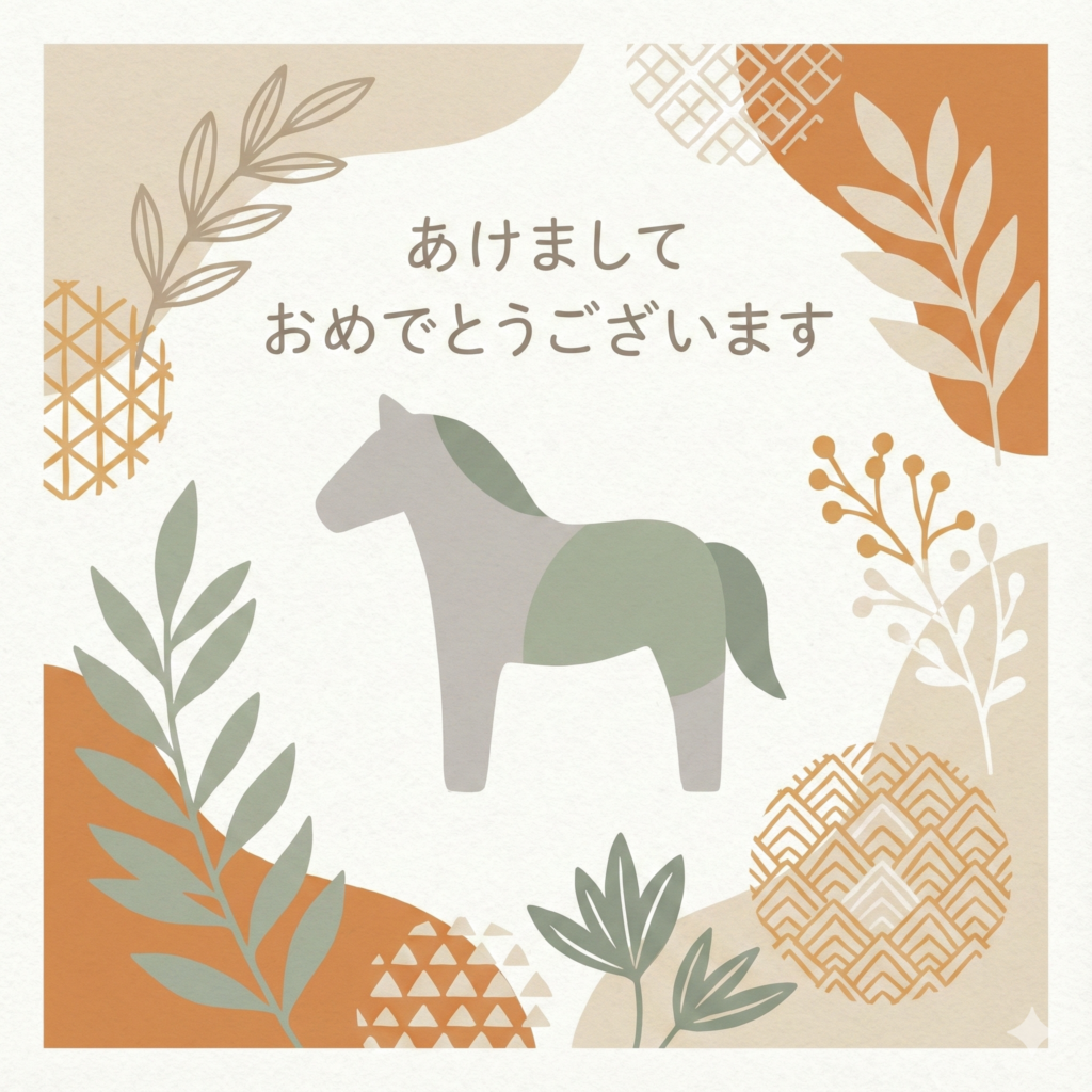 年賀状スタンプ無料line馬2026大人おしゃれ