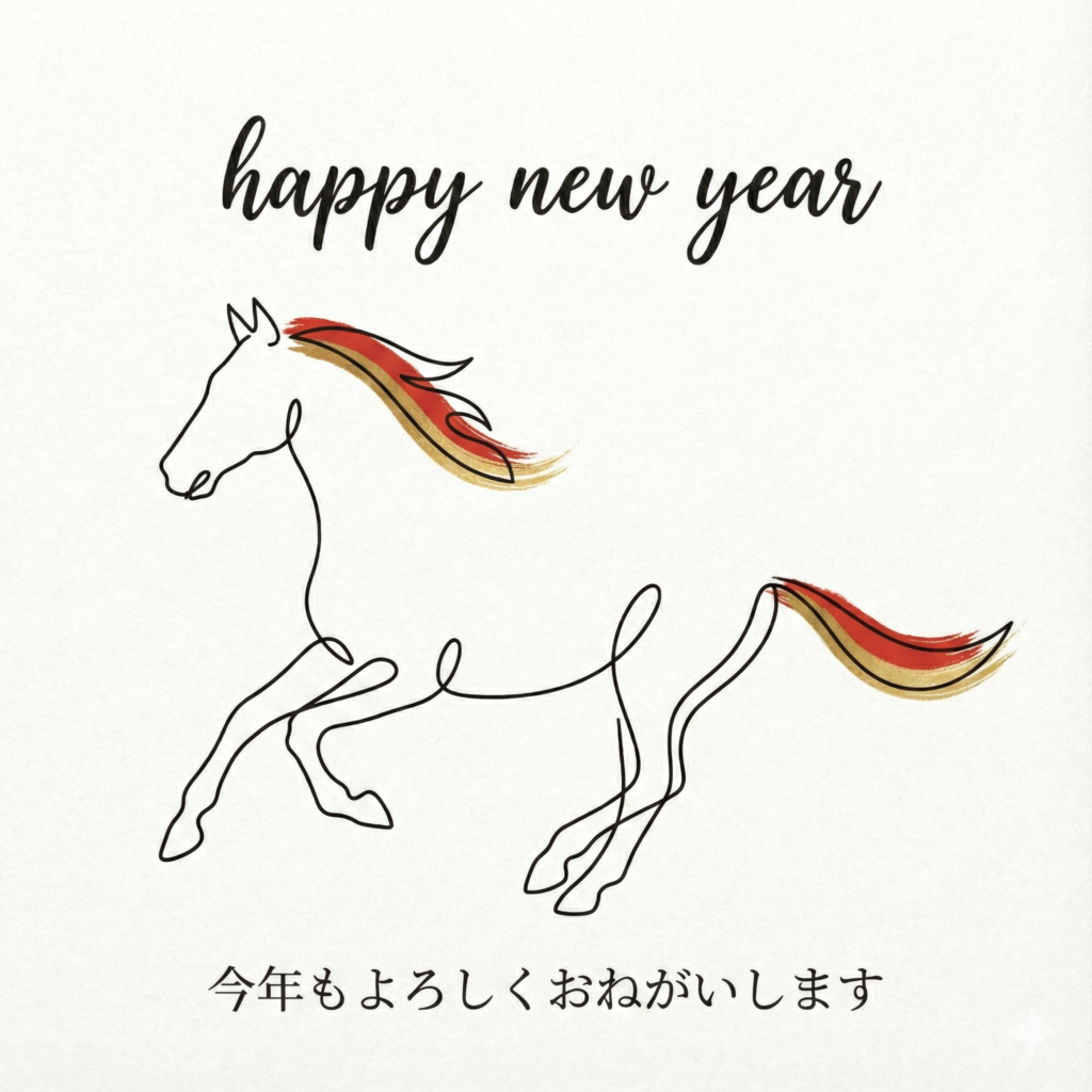 年賀状スタンプ無料line馬大人おしゃれシンプル